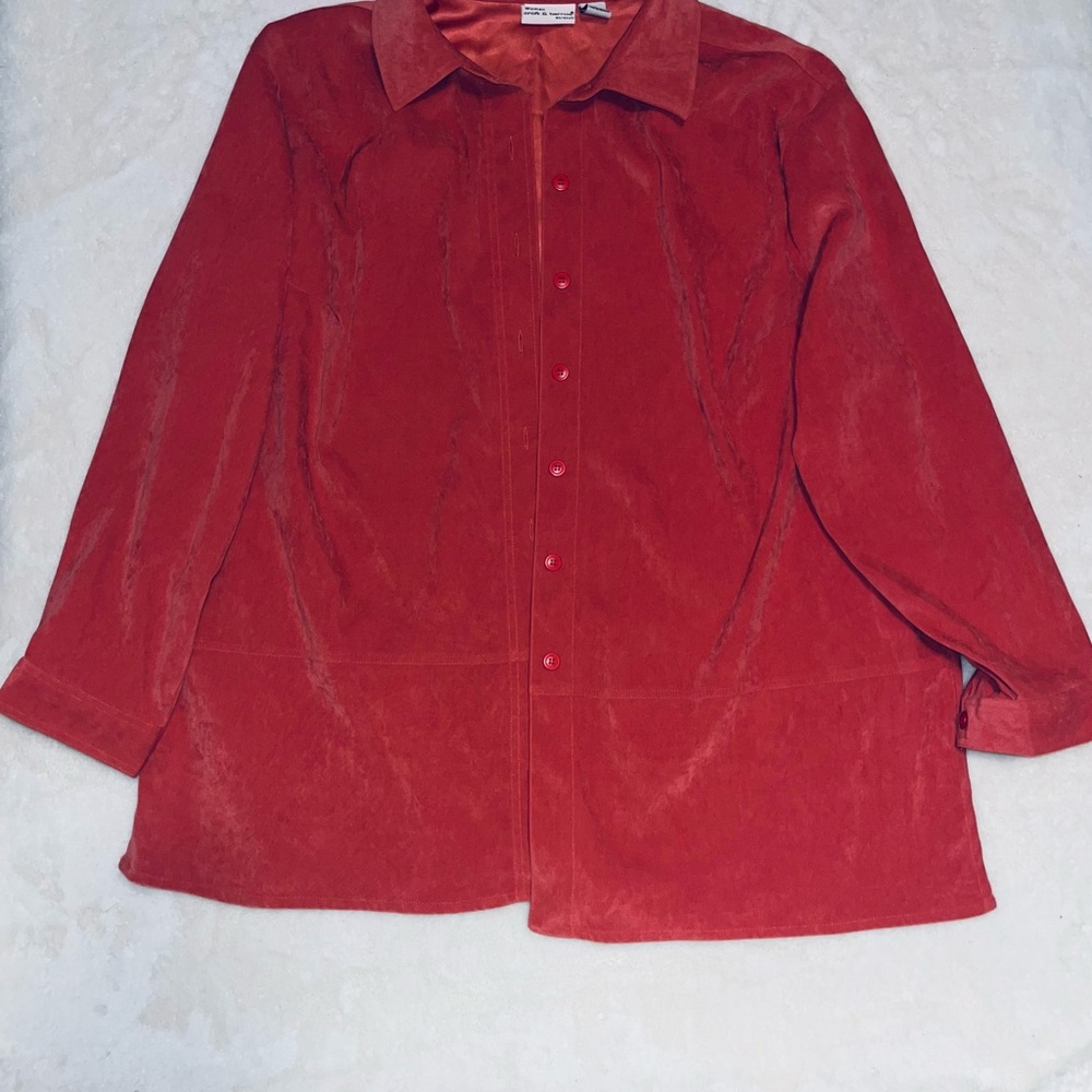 Deep Coral Button-Up Shirt